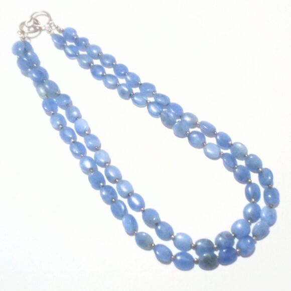 Blue Lace Agate Multi Strand Beaded Necklace - Picture 4 of 6